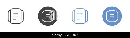 Documents icon Flat set in black and white color outline vector mark Stock Vector