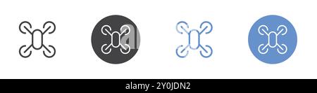 Drone icon Flat set in black and white color outline vector mark Stock Vector