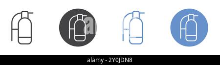 Fire extinguisher icon Flat set in black and white color outline vector mark Stock Vector