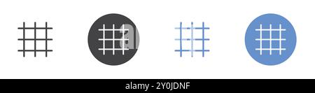 Grid icon Flat set in black and white color outline vector mark Stock Vector