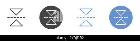 Horizontal reflection icon Flat set in black and white color outline vector mark Stock Vector