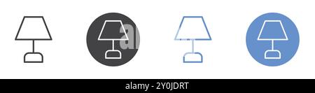 Lamp icon Flat set in black and white color outline vector mark Stock Vector