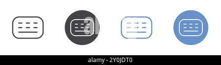 Keyboard icon Flat set in black and white color outline vector mark Stock Vector