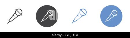 Microphone icon Flat set in black and white color outline vector mark Stock Vector