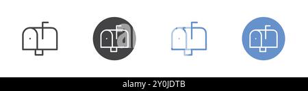 Mailbox icon Flat set in black and white color outline vector mark Stock Vector