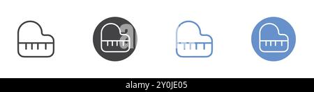 Piano icon Flat set in black and white color outline vector mark Stock Vector