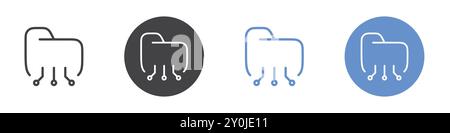 Share folder icon Flat set in black and white color outline vector mark Stock Vector