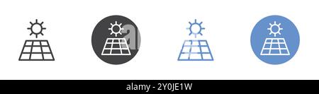 Solar panel icon Flat set in black and white color outline vector mark Stock Vector