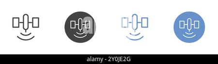 Satellite signal icon Flat set in black and white color outline vector mark Stock Vector