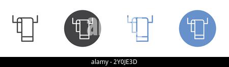 Towel icon Flat set in black and white color outline vector mark Stock Vector