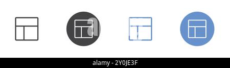 Layout left icon Flat set in black and white color outline vector mark Stock Vector