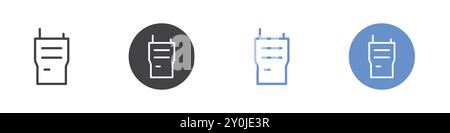 Walkie Talkie icon Flat set in black and white color outline vector mark Stock Vector