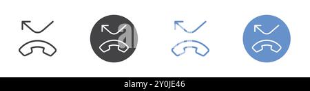 Missed call icon Flat set in black and white color outline vector mark Stock Vector