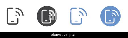 Mobile signal icon Flat set in black and white color outline vector mark Stock Vector