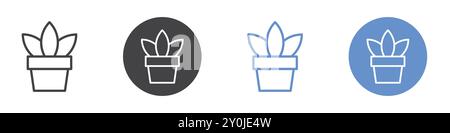Plant icon Flat set in black and white color outline vector mark Stock Vector