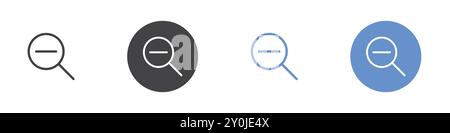 Zoom out Flat set in black and white color outline vector mark Stock Vector