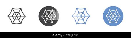 Spider web icon Flat set in black and white color outline vector mark Stock Vector