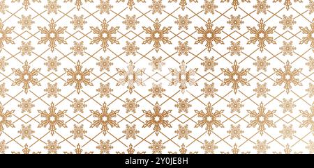 snowflake pattern ornament golden color isolated white background for wallpaper the bedroom, patterned fills, webs pages, surface textures, book cover Stock Vector
