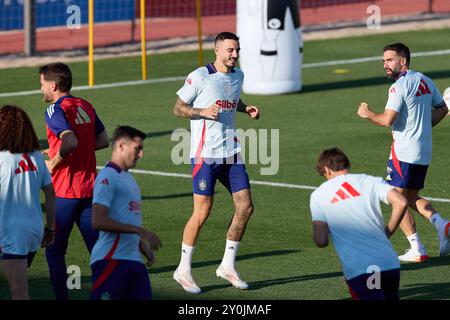 Madrid, Spain. 02nd Sep, 2024. Jose Luis Mato Sanmartin, known as Joselu of Spain warms up during the Spain training session at Ciudad del Futbol de Las Rozas. Credit: SOPA Images Limited/Alamy Live News Stock Photo