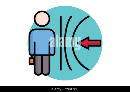 Resilience colored outline icon. businessman with wall and arrow. icon related to SWOT. business elements vector illustration Stock Vector