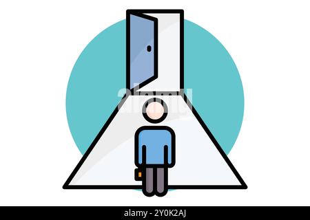 Opportunities colored outline icon. open door with person. icon related to SWOT. business elements vector illustration Stock Vector