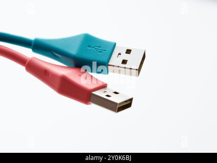 Two color USB cables Stock Photo