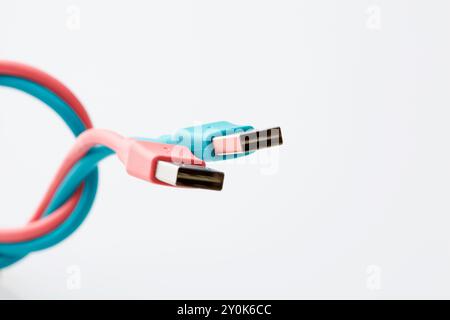 Two color USB cables Stock Photo