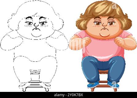 Illustration of a child sitting on a stool Stock Vector