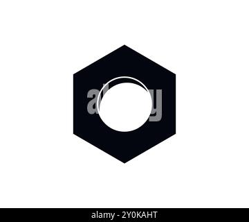 Metal bolt head icon. Metal nut bolt icon vector design and illustration. Stock Vector