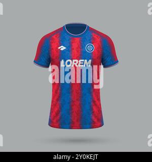 3d realistic soccer jersey in Crystal Palace style, football shirt template 2024 Stock Vector