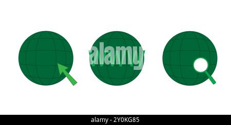 Set of website or web page icon vector. Containing online, network, internet, cyberspace, browser, site, connect, click button, connection, net, searc Stock Vector