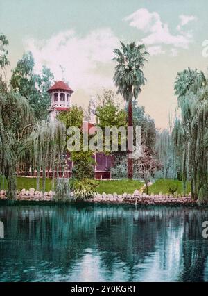 The lake, Lucky Baldwin's Ranch, Pasadena, Los Angeles County, California 1898. Stock Photo