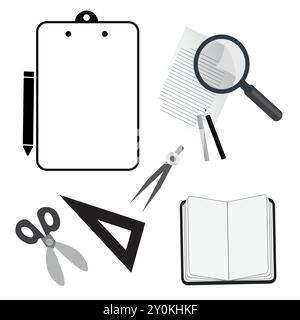 Stationery set made of different objects Stock Vector
