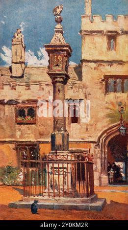 Corpus Christi College, Oxford University, Oxford, England.  From the book Oxford, painted by John Fulleylove, published London 1922. Stock Photo