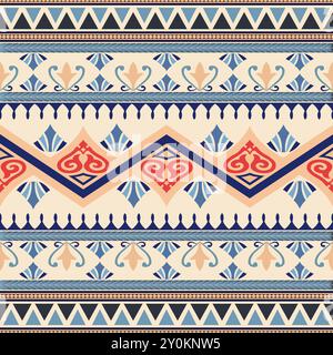 Seamless fabric pattern design with ancient art and scrolling motifs in classical style. Stock Vector