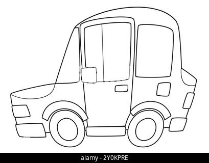 cartoon city family car sedan vehicle transportation coloring page sketch sketchbook isolated illustration for children Stock Photo