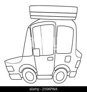 cartoon city family car sedan vehicle transportation coloring page sketch sketchbook isolated illustration for children Stock Photo