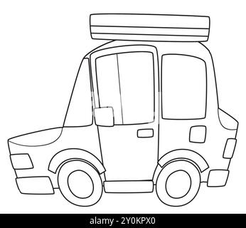 cartoon city family car sedan vehicle transportation coloring page sketch sketchbook isolated illustration for children Stock Photo