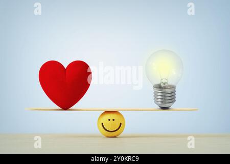 Two hearts on balance scale - Concept of love, reciprocity and happiness Stock Photo