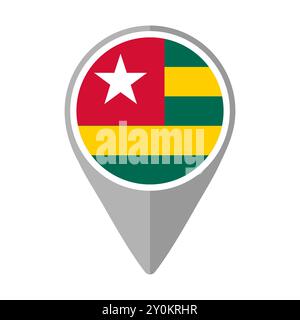 Togo Flag on Location Pin Stock Vector