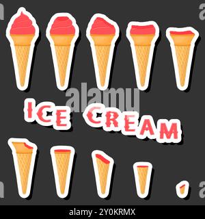 Big colorful set different forms natural dessert ice cream of consisting various ingredients, design ice cream various shape from menu organic nutriti Stock Vector