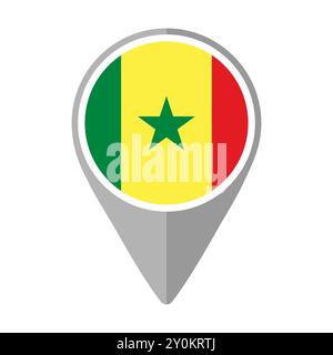 Senegal Flag on Location Pin Stock Vector