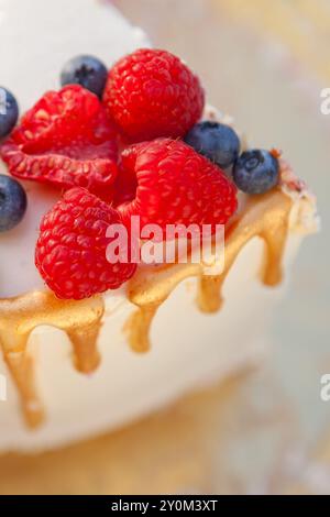 Close-up of Berries on a Decorative Cake Stock Photo