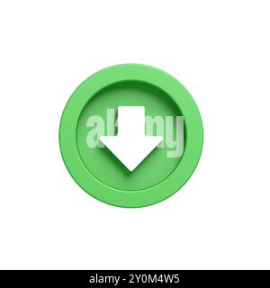 Download icon. Down arrow. Isolated. 3d illustration. Stock Photo
