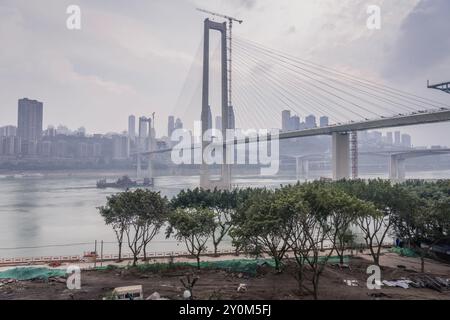 JANUARY 25, 2021, CHONGQING, CHINA: The bridge and business district of Chongqing, China Stock Photo