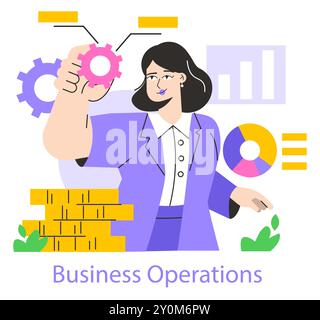 Business woman managing workflow and project tasks on laptop isolated ...