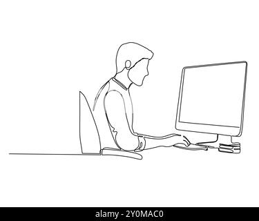 Computer Professionals Drawing Computer, laptop, person, work, technology concept. Hand drawn isolated ...