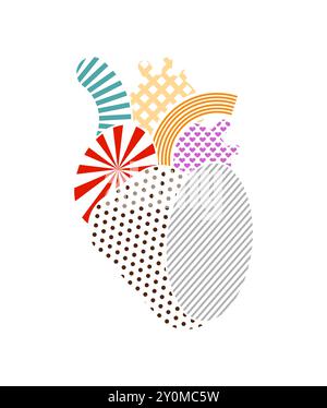 Anatomical Heart pop art style. heart graphic design street style Stock Vector