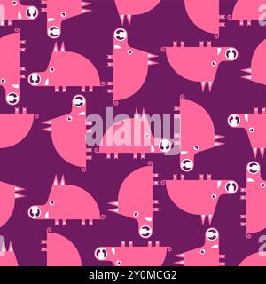 pig pattern seamless. Cute hog  background. Baby fabric texture Stock Vector