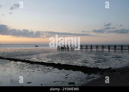 Shot of the pier at Utersum on Föhr, Germany Stock Photo